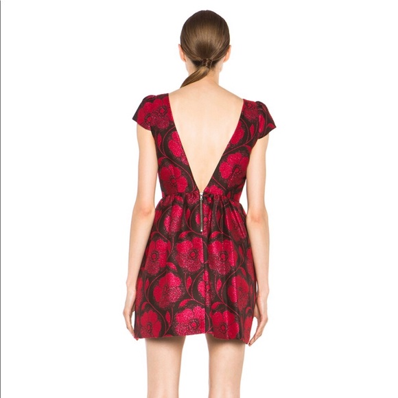 Alice+Olivia nelly puffed dress in red /us 4 - Picture 6 of 16